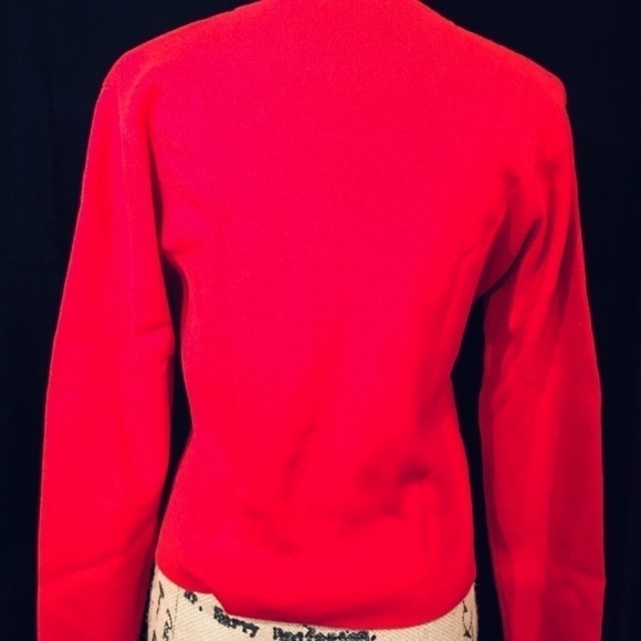 ERIK STEWART 100% Cotton Cardigan, RED with Jeweled Buttons, Women’s Size Large - Picture 2 of 8